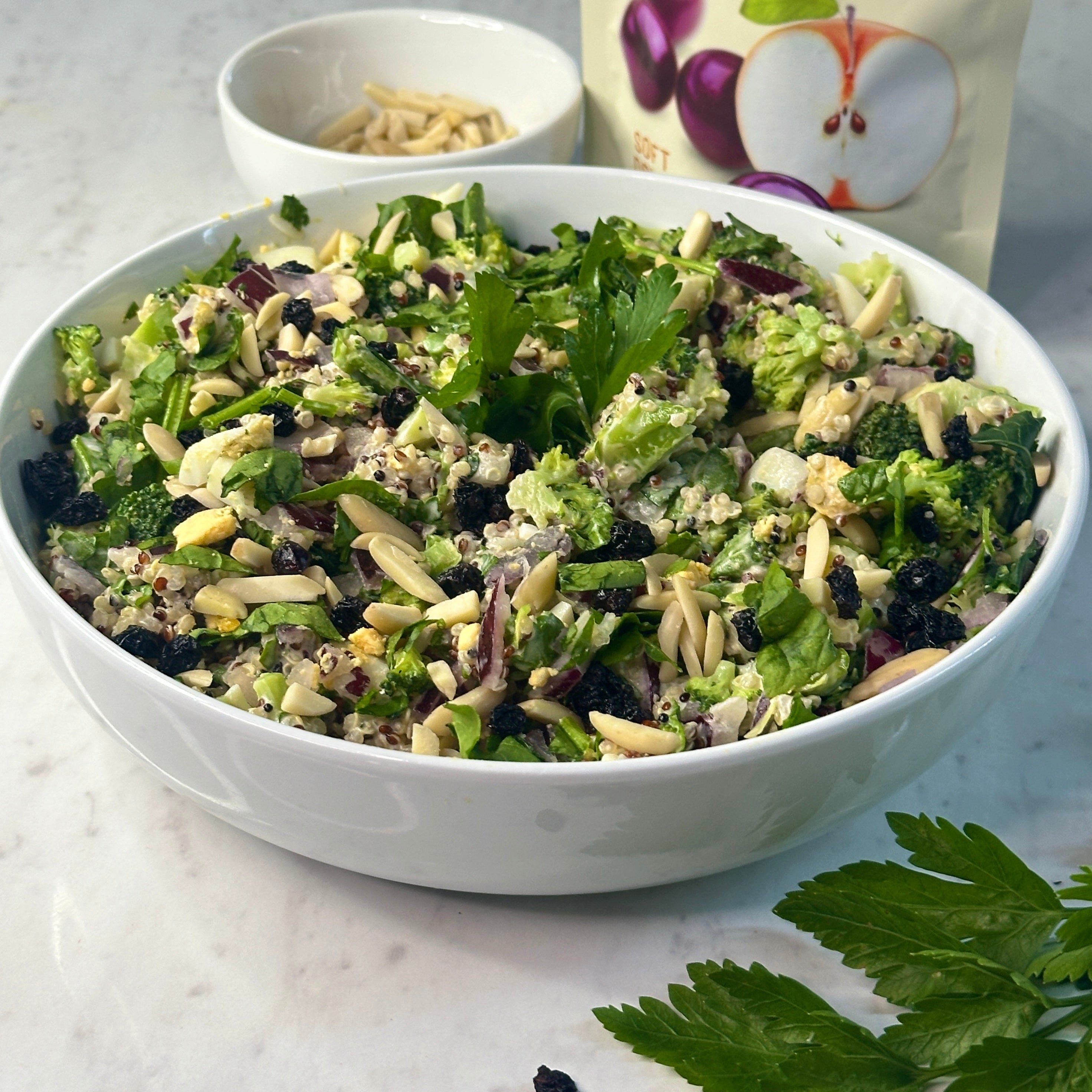 Crisp Broccoli Salad with Soft Dried Blackcurrants